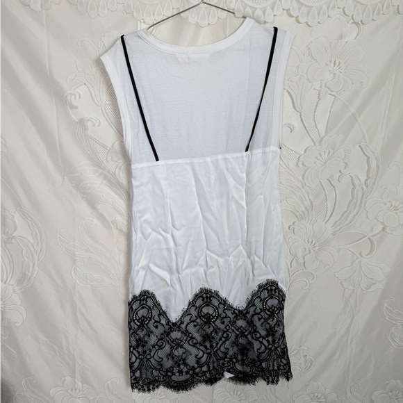 Maeve Anthropologie Lace Trim Layered Slip Dress White Black Contrast - Picture 7 of 10